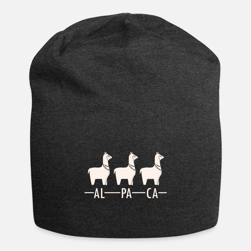 Alpaca + Alpaca + Alpaca = three alpacas - Jersey Beanie - charcoal grey