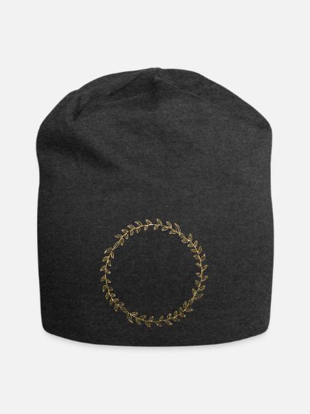 GOLD, Kranz, Ornament, Monogram, Vintage, Love - Jersey-Beanie - Anthrazit