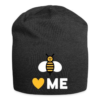 Bees love me (Bee, Heart) - Jersey Beanie - charcoal grey - Front