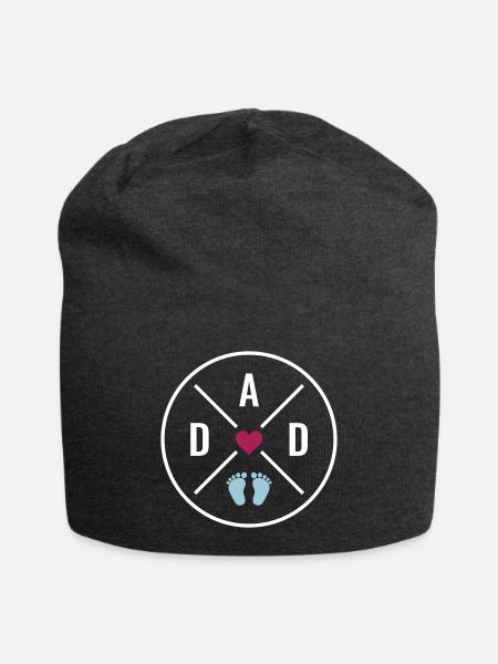 DAD Herz Baby Babyfüße Vater Liebe Vatertag Papa - Jersey-Beanie - Anthrazit