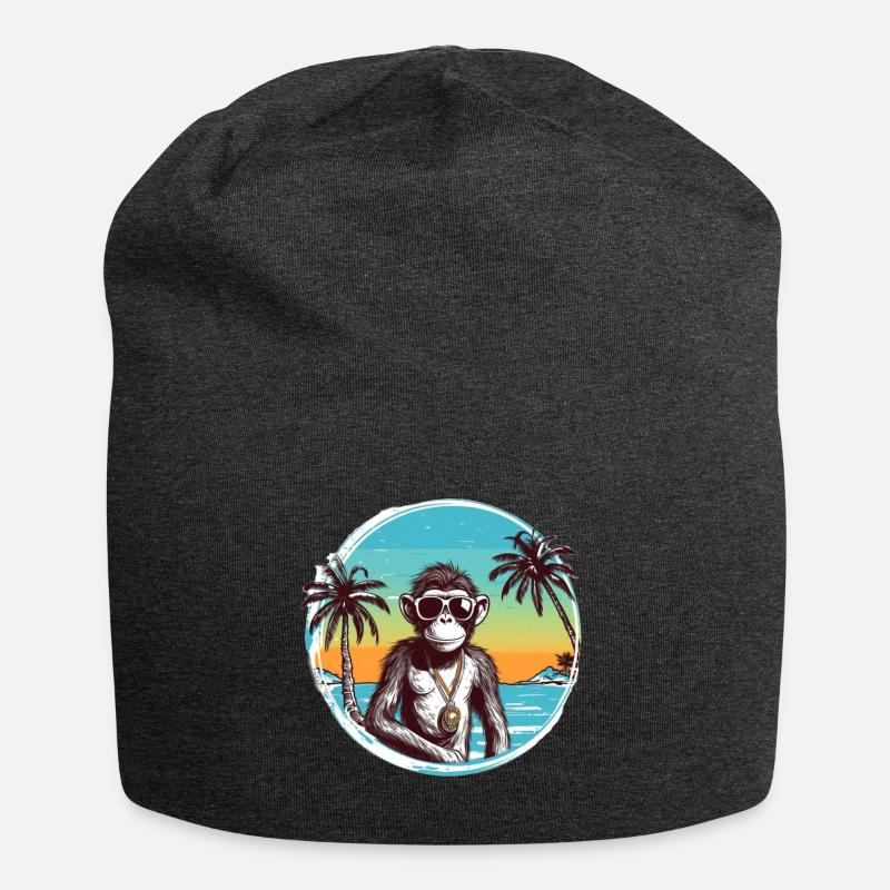 Cool Monkey * Conception de plage d’été - Bonnet en jersey - charbon