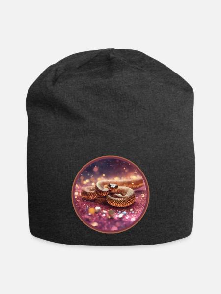 Schlange in Glitzer - Jersey-Beanie - Anthrazit