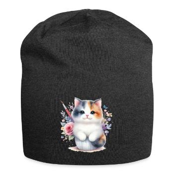 Chat mignon - Bonnet en jersey - charbon - Devant