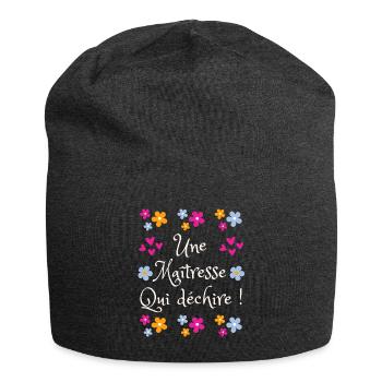 Une maîtresse qui déchire ! - Bonnet en jersey - charbon - Devant