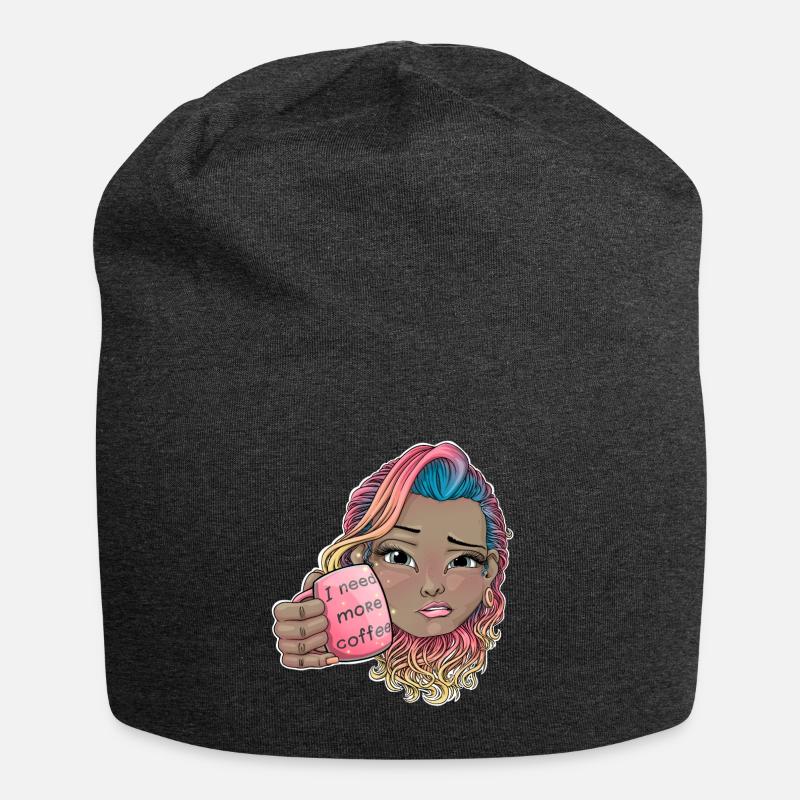 I need more coffee - Jersey Beanie - charcoal grey