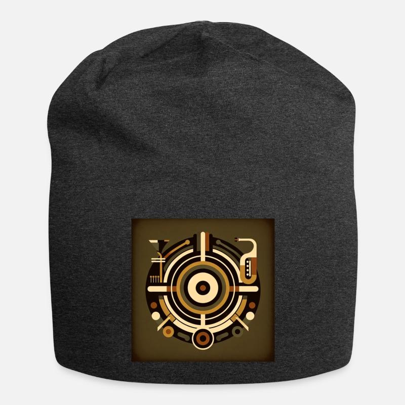 Abstraktes Musik-Design mit Retro-Elementen - Jersey-Beanie - Anthrazit