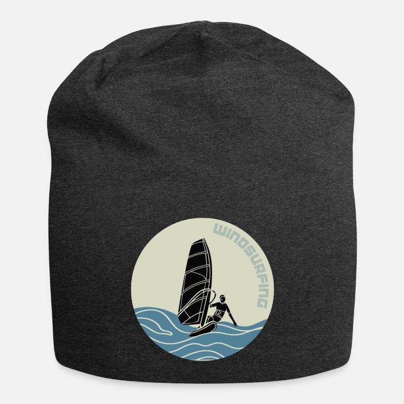 Windsurfers on waves - Jersey Beanie - charcoal grey