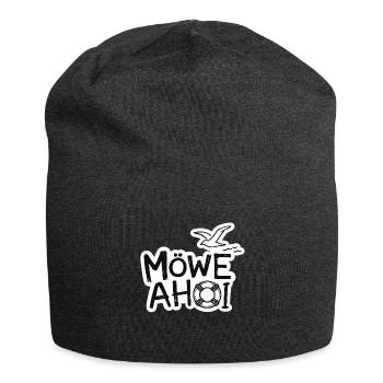 Möwe Ahoy Nautik Sticker - Jersey-Beanie - Anthrazit - Vorne