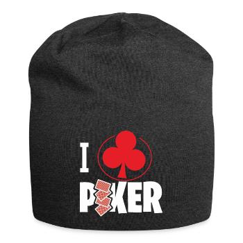Ich Liebe Poker Mit Herz-Symbol - Jersey-Beanie - Anthrazit - Vorne