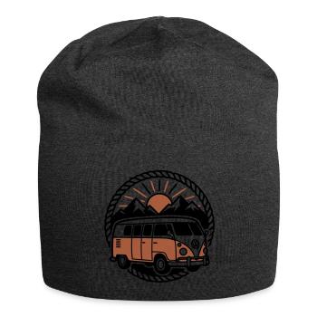 Iconic Retro Vanlife Camper Bus - Jersey Beanie - charcoal grey - Front