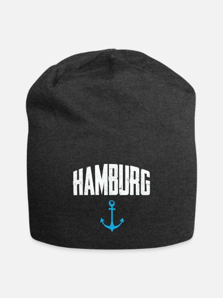 Hamburg, Anker, Hafen, Perle - Jersey-Beanie - Anthrazit