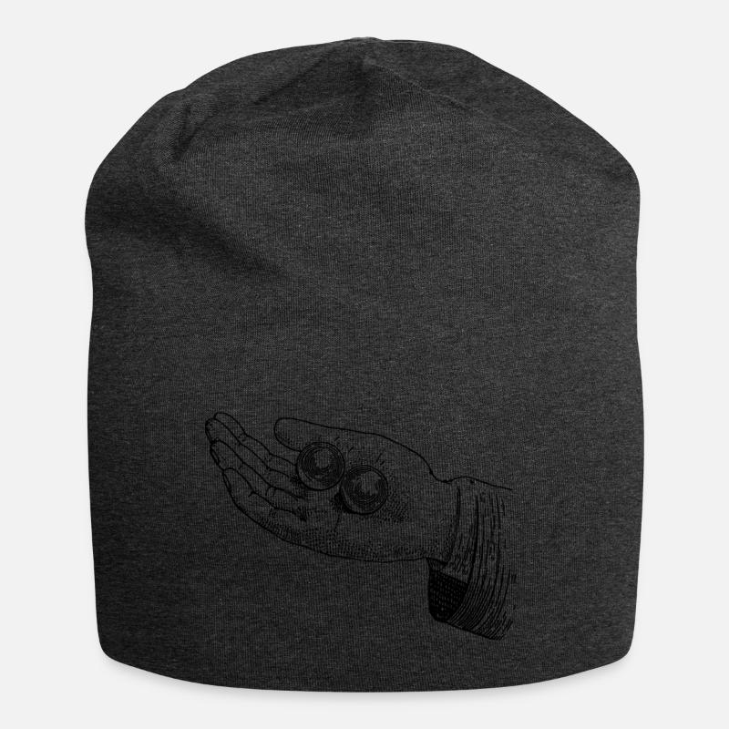 Main avec billes - Bonnet en jersey - charbon