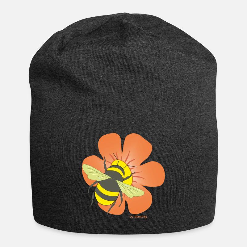Fleur avec bourdon - Bonnet en jersey - charbon