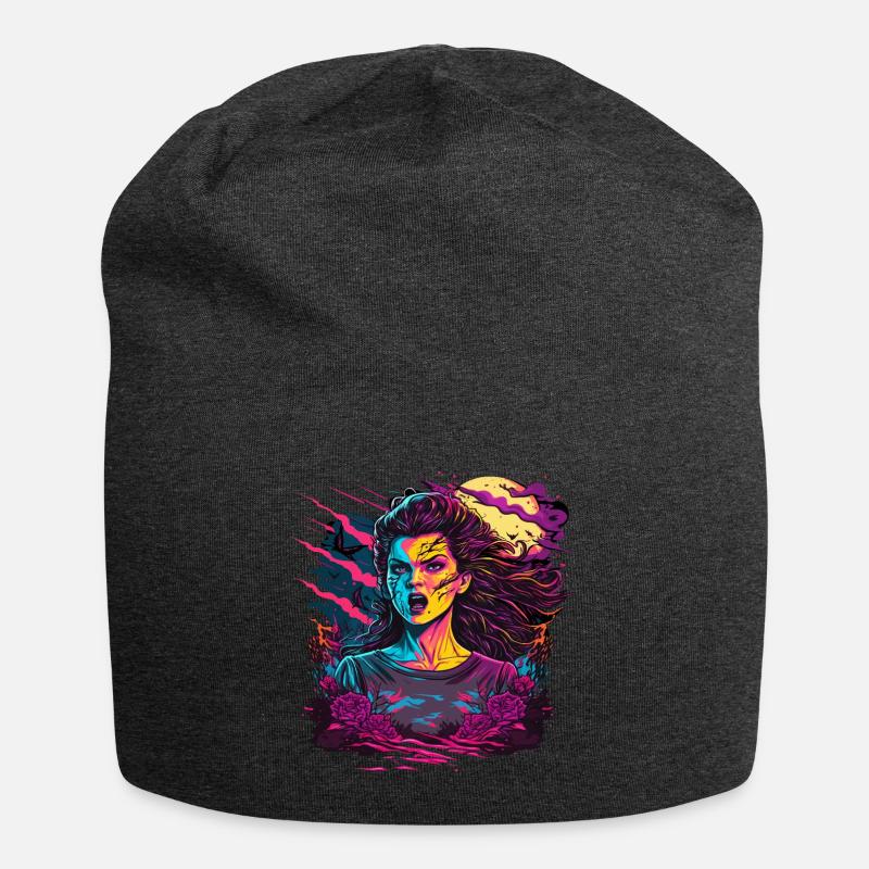 Dunkles Zombie-Mädchen - Jersey-Beanie - Anthrazit