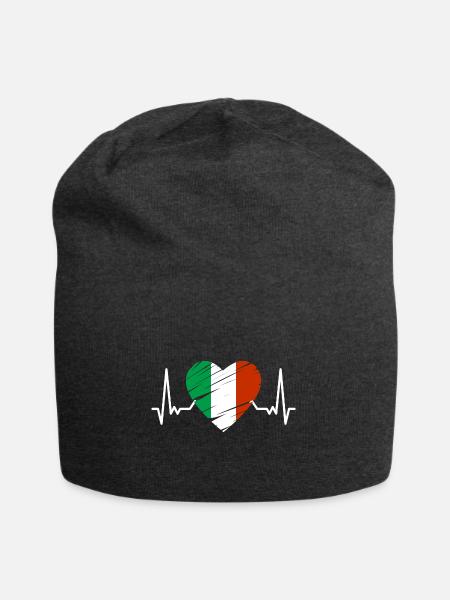 Italien Fahne Herzschlag Italienische Fahne Herz - Jersey-Beanie - Anthrazit