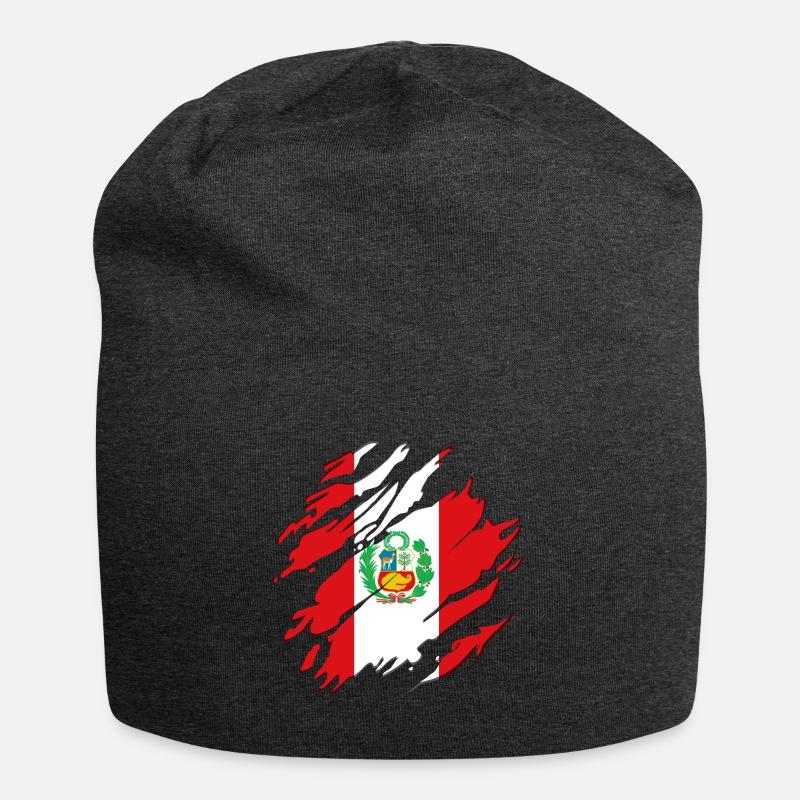 Drapeau Pérou Amérique du Sud Cusco drapeau péruvien - Bonnet en jersey - charbon