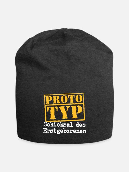 Prototyp Erstgeborener Geburt Geschwister Spruch - Jersey-Beanie - Anthrazit