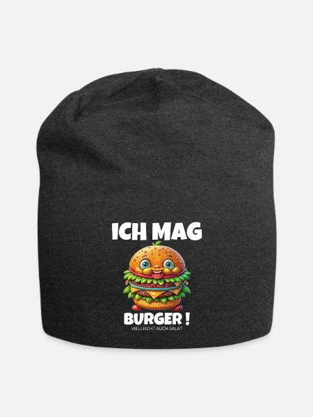 Ich mag Burger Hamburger Cheeseburger - Jersey-Beanie - Anthrazit
