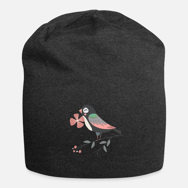 bird with four-leaf clover - Jersey Beanie - charcoal grey