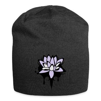 abstraktes Lotos Blüten Seerosen Graffiti - Jersey-Beanie - Anthrazit - Vorne