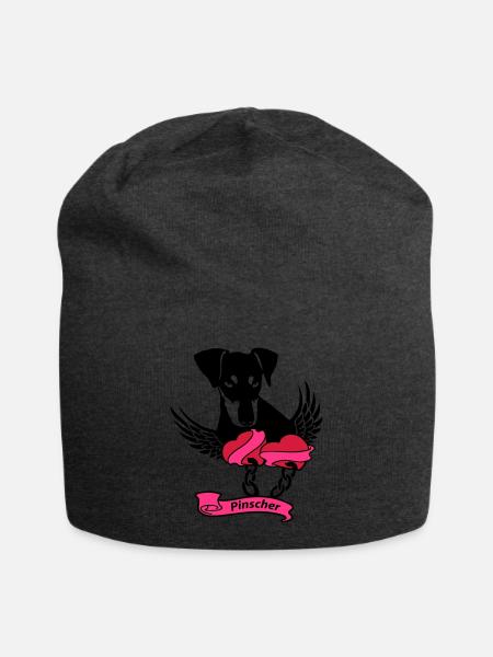 Pinscher Flügelherz - Jersey-Beanie - Anthrazit
