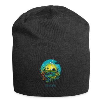 Rettet unseren Planeten - Umweltschutz Klimaschutz - Jersey-Beanie - Anthrazit - Vorne