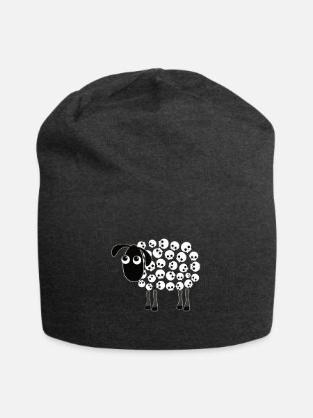 Schaf Totenkopf Fell - Rock Metal Schaf - Jersey-Beanie - Anthrazit