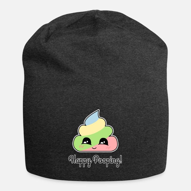 Happy Pooping - Jersey Beanie - charcoal grey