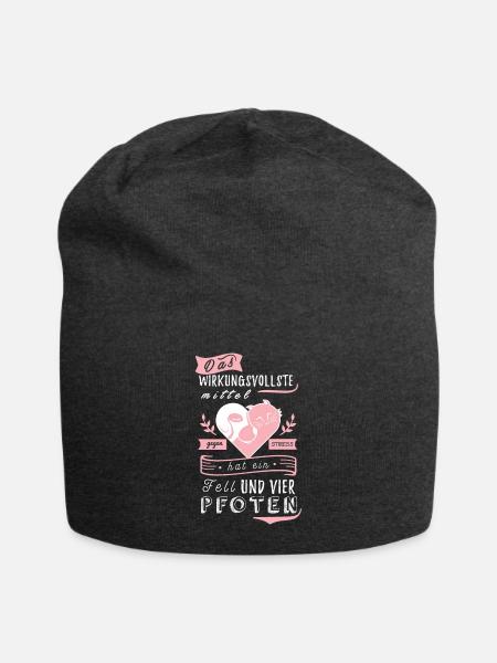 Haustier Shirt · Hund Katze · Stress Geschenk - Jersey-Beanie - Anthrazit
