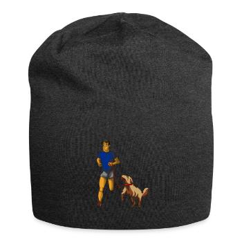 Laufen mit Hund - Jersey-Beanie - Anthrazit - Vorne
