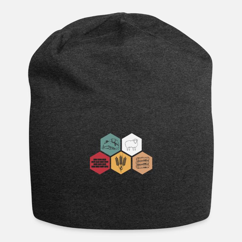 Erz Schaf Stein Weizen Holz Brettspiel Geschenk - Jersey-Beanie - Anthrazit
