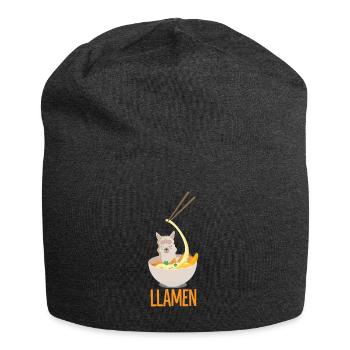 Funny llama and ramen noodles asian cuisine - Jersey Beanie - charcoal grey - Front