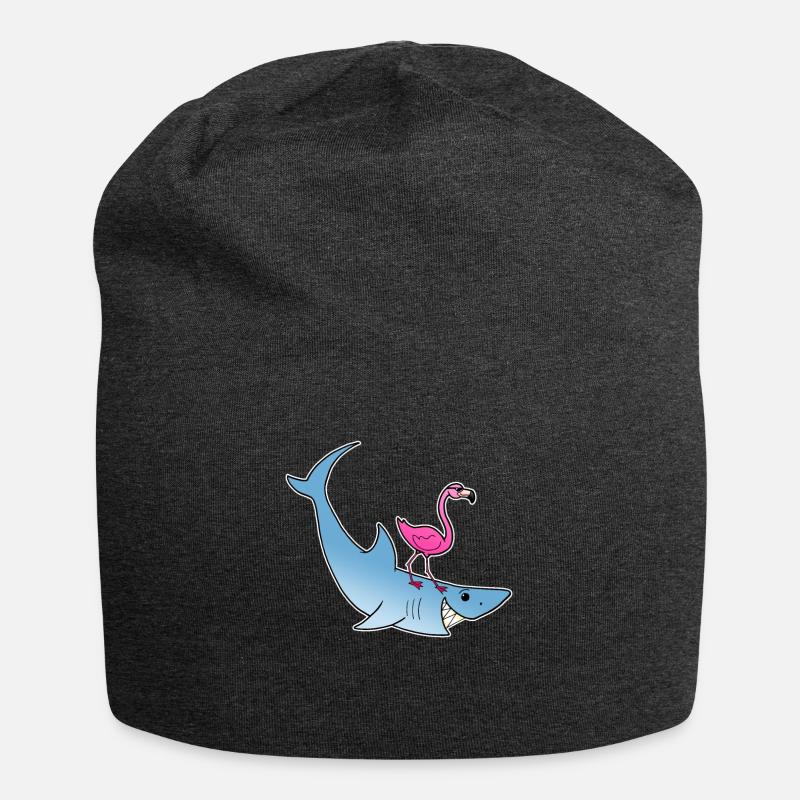 Flamingo Hai Surfen Strand Sommer Comic Geschenk - Jersey-Beanie - Anthrazit