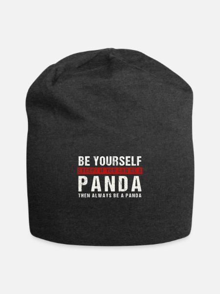 Be yourself or a panda - Jersey Beanie - charcoal grey