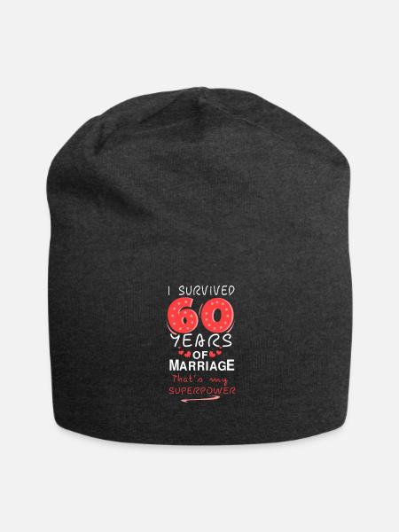 Diamant Hochzeit 60 Jahre Ehe Geschenk Ehefrau - Jersey-Beanie - Anthrazit