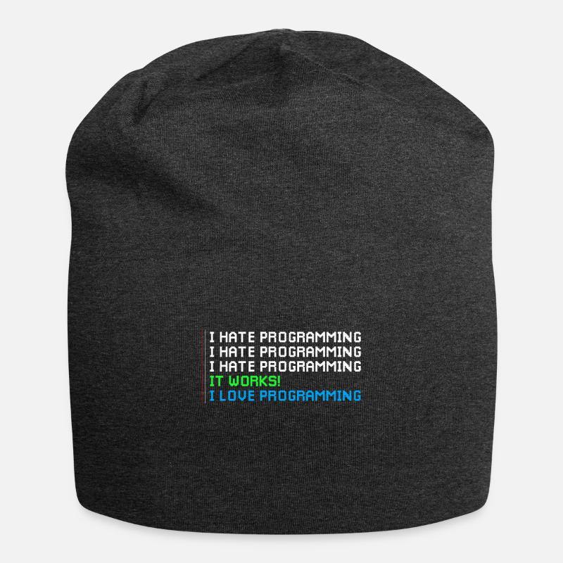 Funny I Hate Love Programming Gift Shirt - Jersey-Beanie - Anthrazit