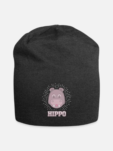 Hippo Nilpferd Geschenk Lieblingstier Afrika Fluss - Jersey-Beanie - Anthrazit