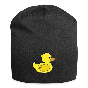 Sweet yellow duck - A cute duck - Jersey Beanie - charcoal grey - Front