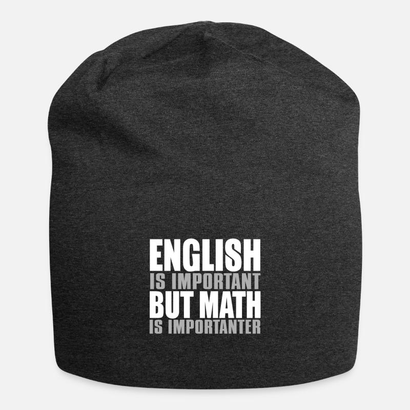 English Is Important Math Is Importanter - Jersey Beanie - charcoal grey