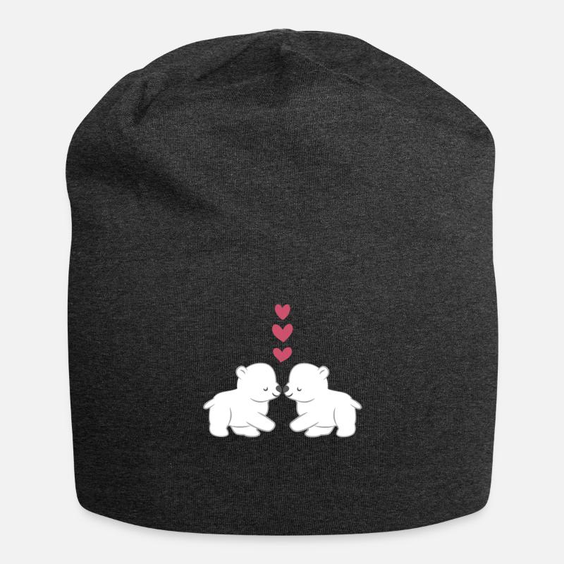 Eisbär– Eisbären - Valentinstag - Geschenk - Paar - Jersey-Beanie - Anthrazit