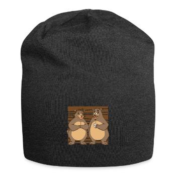 Caricature d'ours brun amoureux amour - Bonnet en jersey - charbon - Devant