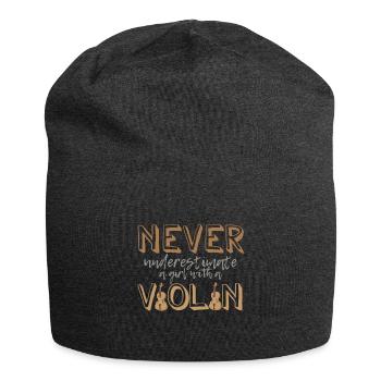 Violin girl violin musical instrument gift - Jersey Beanie - charcoal grey - Front