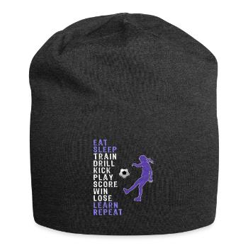 Funny Girls Soccer & Football Gift Design Eat - Jersey Beanie - charcoal grey - Front