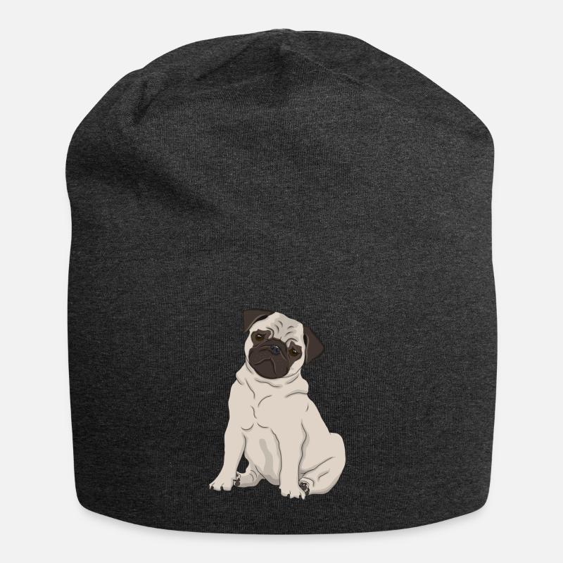 Mops Hund - Jersey-Beanie - Anthrazit