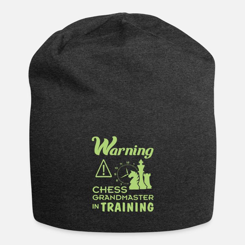 Funny Chess Grand Master in Training Gift for - Jersey Beanie - charcoal grey