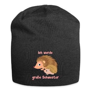 Ich werde große Schwester - Igel - Jersey-Beanie - Anthrazit - Vorne