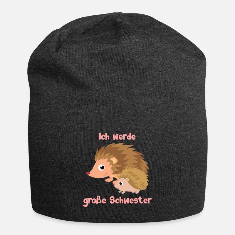 Ich werde große Schwester - Igel - Jersey-Beanie - Anthrazit