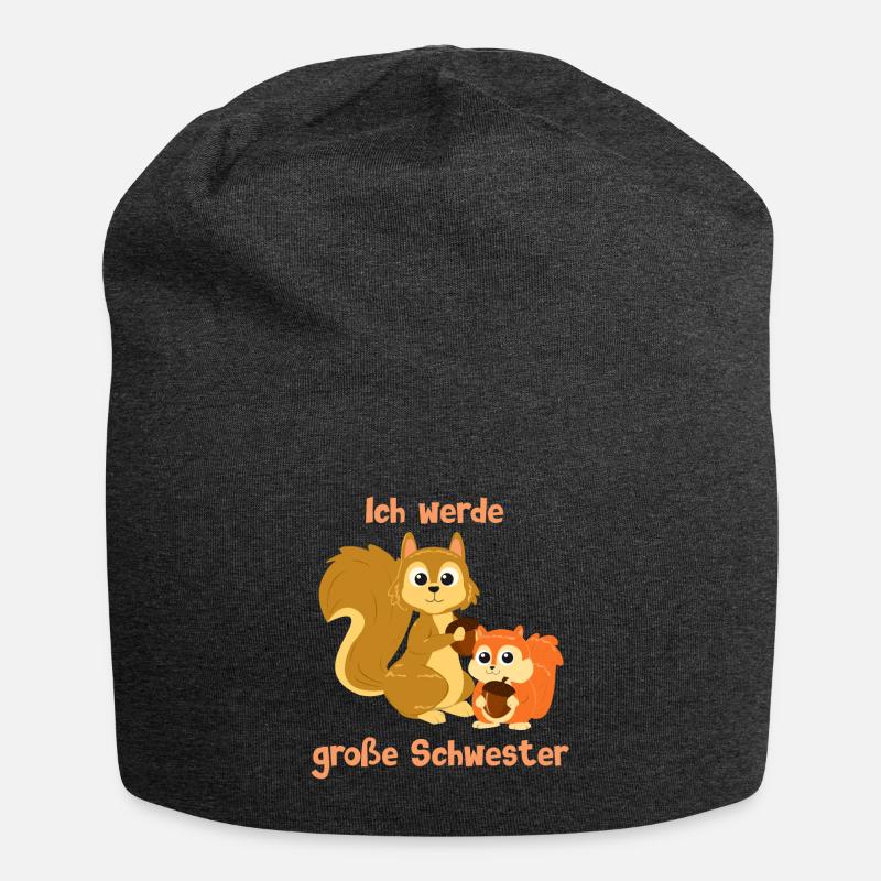 Ich werde große Schwester - Eichhörnchen - Jersey-Beanie - Anthrazit