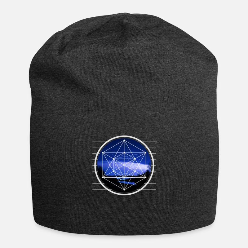 Metatron Hexagon Cube Graphic Design - Jersey Beanie - charcoal grey