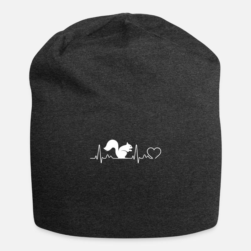Eichhörnchen Herzschlag EKG Tierlieb Herz Geschenk - Jersey-Beanie - Anthrazit